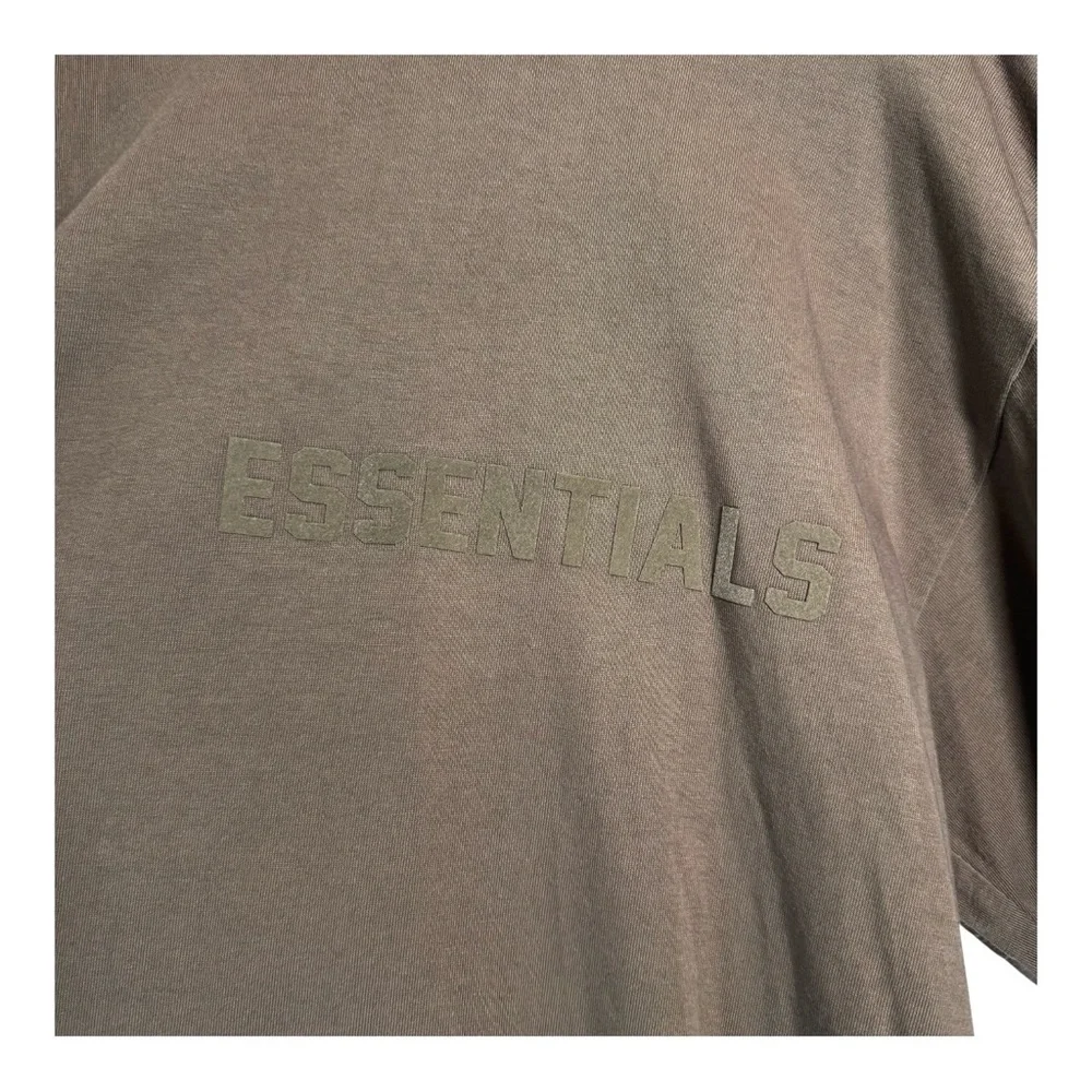 Fear of God ESSENTIALS Brown Flocked Long Sleeve T-Shirt in Wood